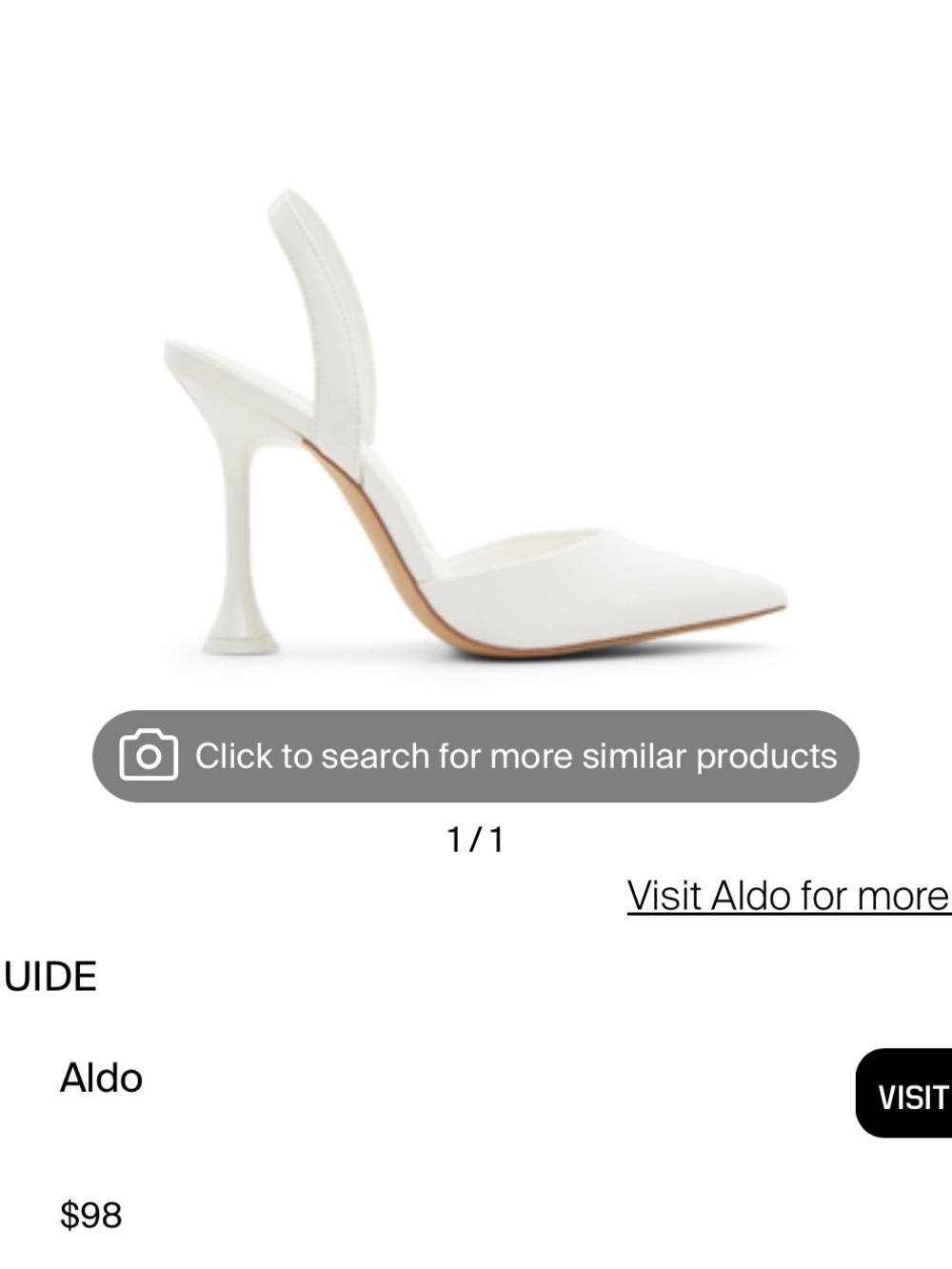 Aldo White Pointed Slingback Stiletto with Sculpted Flared Heel